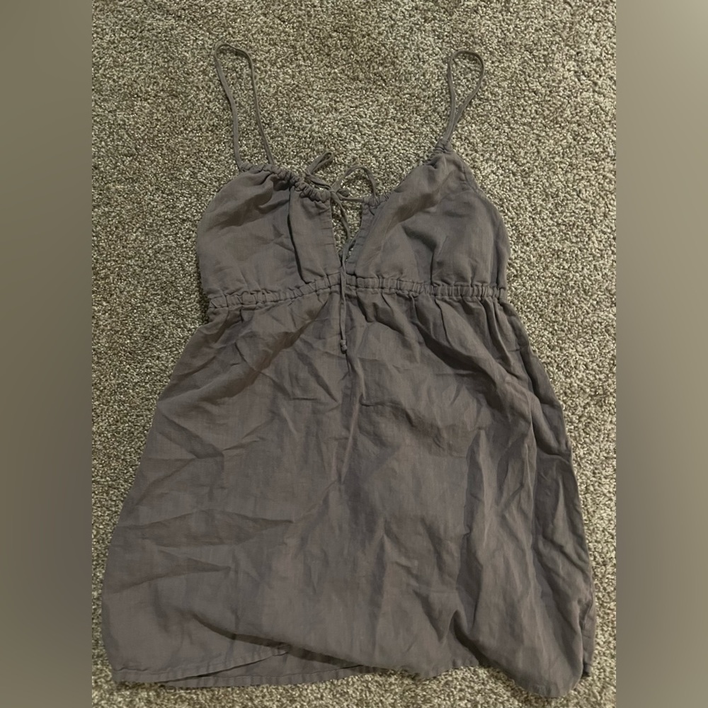 Splendid Gray loop tie spaghetti strap longer tank top